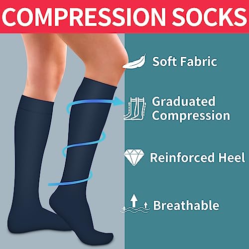 Image of Laite Hebe 4 Pairs-Compression Socks for Women&Men Circulation-Best Support for Nurses,Running,Athletic