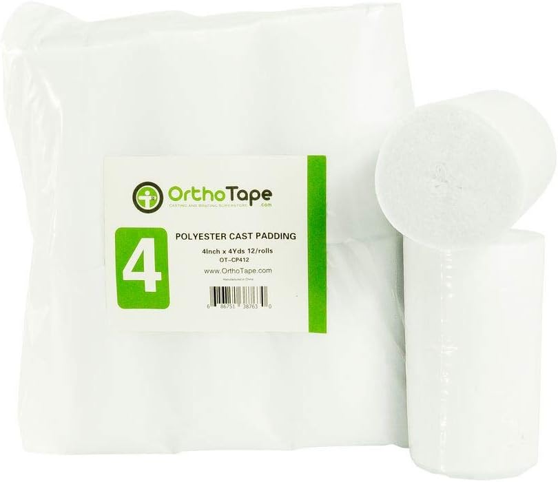 4 Inch X 4 Yrds OrthoTape Orthopedic Medical Cast Padding Gauze (12 Rolls/Bag)