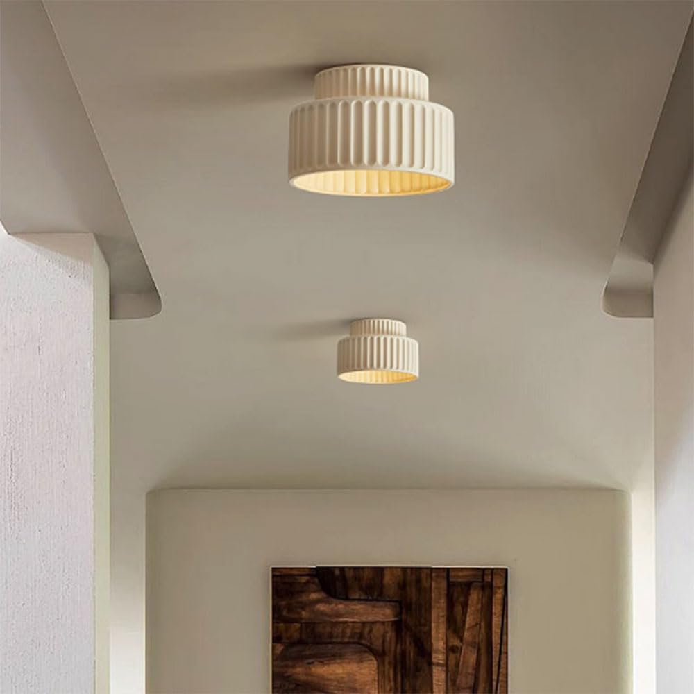 Lampa sufitowa z żywicy nordyckiej Wabi-Sabi Wpuszczana lampa sufitowa Kremowa w pobliżu opraw sufitowych E27 podstawowe oświetlenie sufitowe do szatni mieszkalnej Ganek (kawa mleczna)