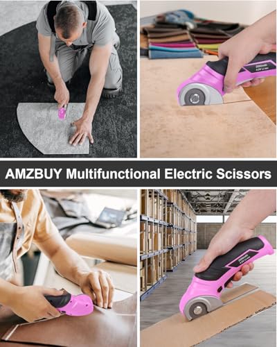 Cordless Electric Scissors Cardboard Cutter - Stocking Stuffer for Women Rechargeable Tools for Men Heavy Duty Box Scissor with Safety Lock for Cardboard, Crafting, Carpet, Leather