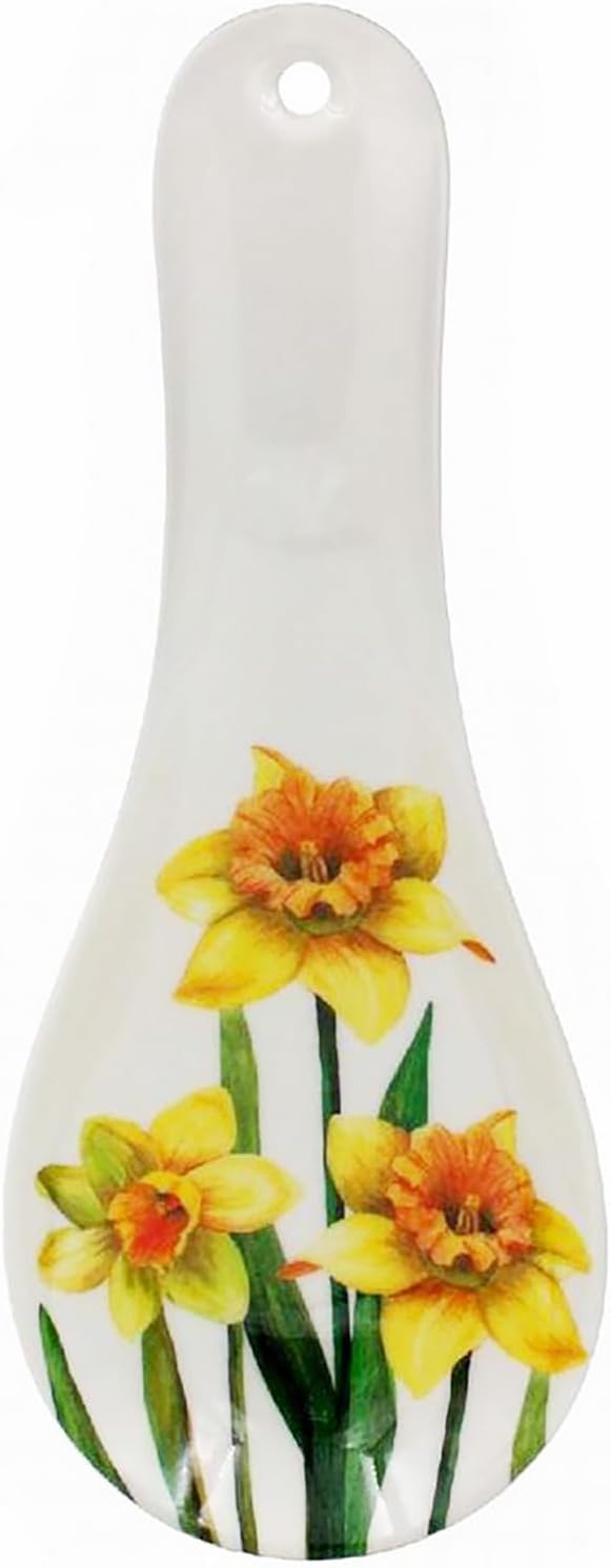 Melamine Spoon Rest Yellow Daffodil Design Kitchen Utensil