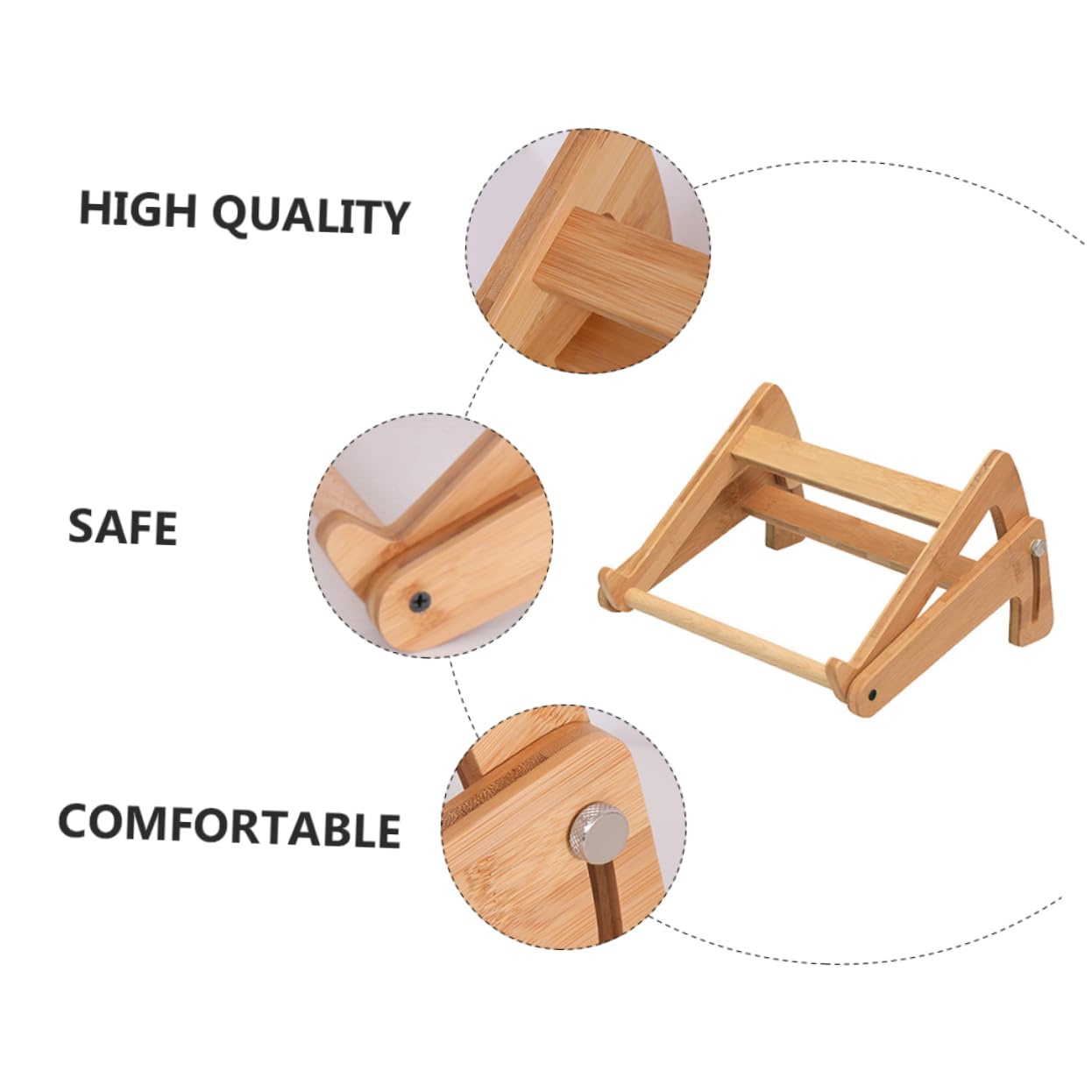 Supporto Altezza Cavo Angoli Design Regolabile Arrotondati, Computer Portatile, in Legno Beige Scrivania, per Laptop, per Ufficio e Casa