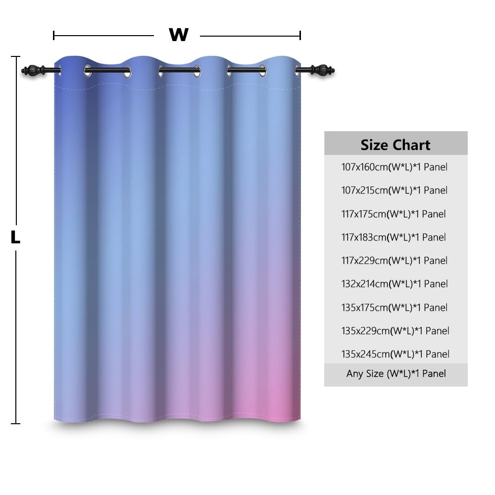 135x245cm Rideau à œillets ombré Bleu Violet Dégradé de couleurs Arc-en-ciel Moderne Abstrait occultants Rideaux pour fenêtres Chambre Chambre d'enfant Salon Bureau à domicile,1 panneau simple