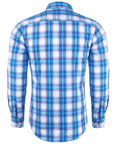 Mens Plaid Long Sleeve Button Down Western Casual Shirt Slim Fit Shirts2
