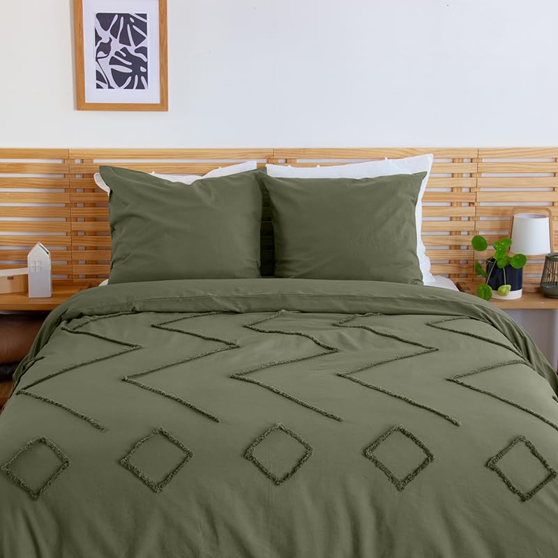 CÔTE DECO Parure de lit 220x240 cm Adulte - Housse de Couette 220x240 cm + 2 Taies d'oreiller 63x63 cm Motif géométrique – Set de Housse de Couette 100%...