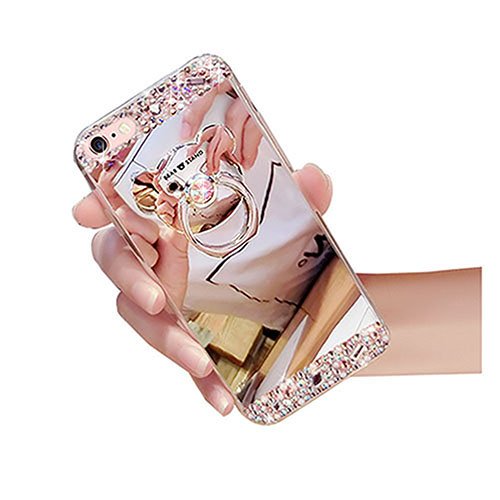 Shinetop Iphone 8 Plus Case, Luxury 3D Diamond Bling Glitter Crystal Rhinestone Soft Tpu Silicone Full Body Case Mirror Cover With 360 Bear Ring Stand Holder For Iphone 8 Plus/Iphone 7 Plus 5.5" #TOP5