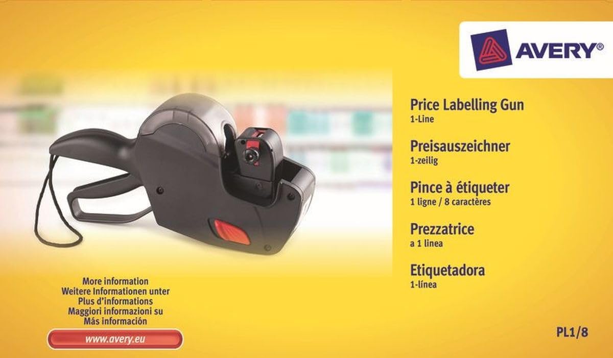 Easy to use, Starter Kit, Pricing/Price Gun, Multi Use, Black (White Labels), 1 x Price Gun, 1 x roll of 1500 Price Labels, 1 x Ink Cartridge (PL1/8)