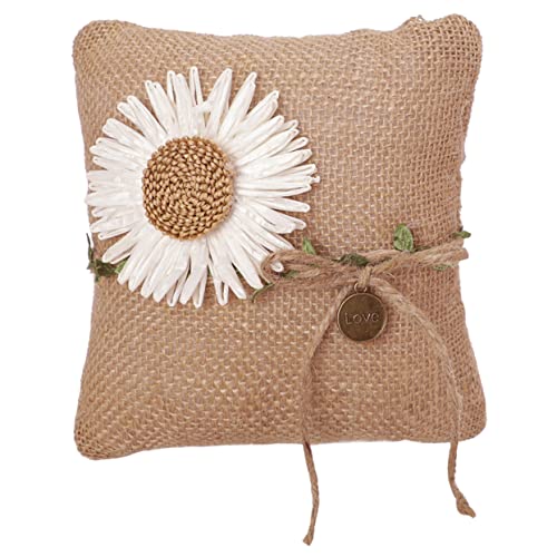 Unomor Engagement Ring Pillow Holder Rustic Burlap Wedding Decorations Ring Pillow