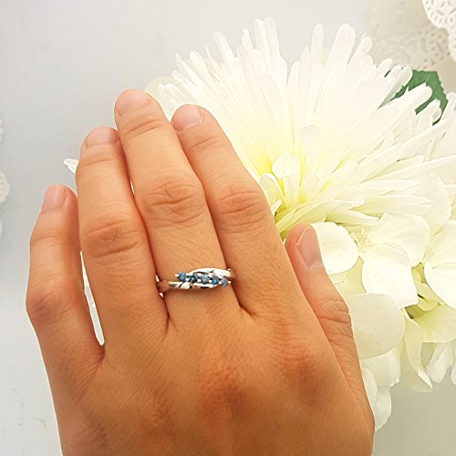 Dazzlingrock Collection 0.35 Carat (ctw) 925 Round Blue Diamond Bridal Bypass Five Stone Wedding Band 1/3 CT, Sterling Silver4