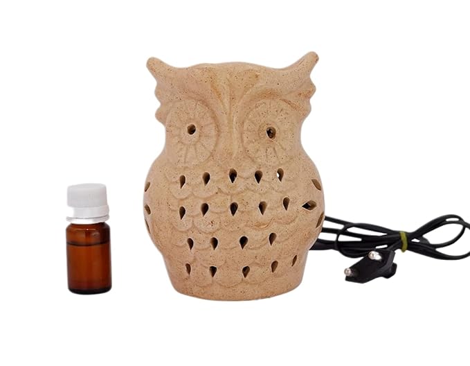 Electric Oil Burner Beautiful Brown Owl Diffuser Set Air Freshener Lamp