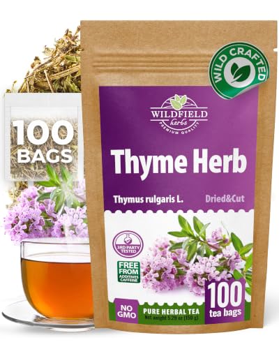 100 Bags Thyme Tea Thyme Leaves Tyme Herb Tea (Thymus Serpyllum) - 100 Count 1.5 g Bags Tomillo