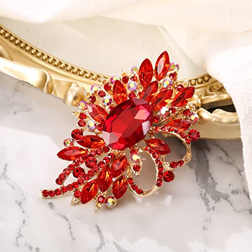 Image of BriLove Women's Stunning Crystal Rhinestone Marquise Large Flower Bow Brooches Scarf Decoration Brooch Pin for Wedding Party