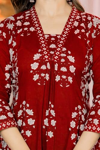 Image of PARTHVI Women's Pure Cotton Block Printed Ethnic Wear Kurta & Palazzo Pants & Dupatta Set