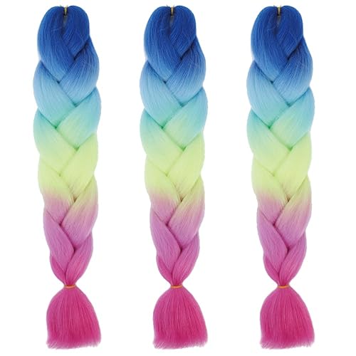 Xiaofeng Extensiones de cabello trenzado para mujer, 3 paquetes de 3.53 ozpaquete, 24 pulgadas, alta temperatura, ombré, pelo sintético jumbo