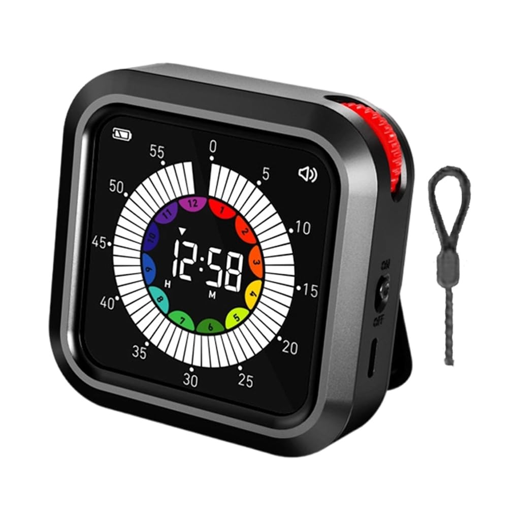 Temporizador digital visual con cordón, pantalla LCD recargable, cuenta regresiva/hasta 12H 59M para estudiantes, oficina en casa y fitness