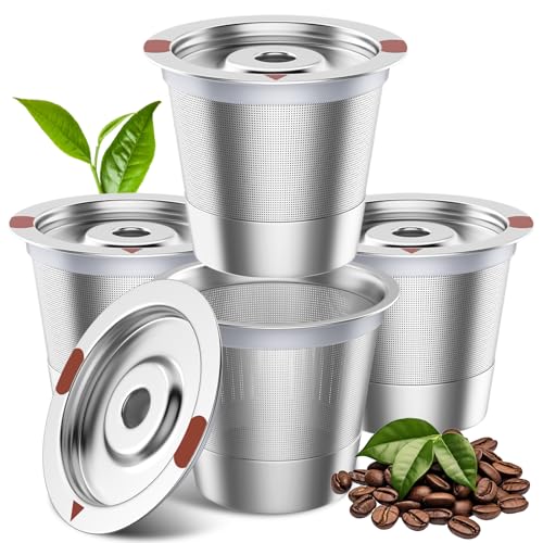 Image of Reusable K Cups for Keurig, Stainless Steel Refillable Coffee Pods Metal K Cup Reusable Coffee Filter for Keurig1.0 & 2.0 K-Classic K-Elite K-Express K-Mini, BPA Free Permanent Coffee Filter(4 pack)