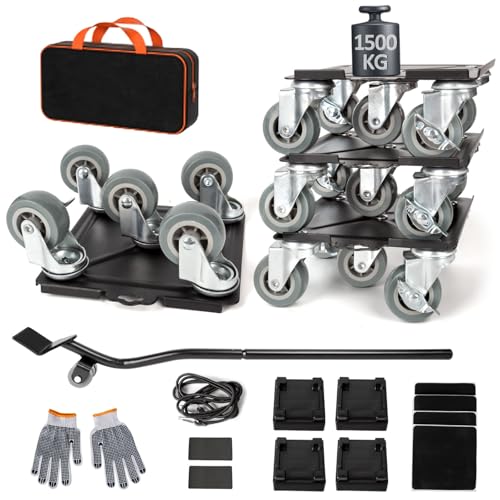 Roulettes pour meubles lourds 1300 kg kit de déplacement robuste gris