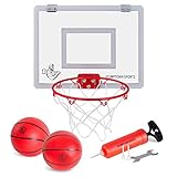 Mini Basketball Hoop with Breakaway Rim - Includes 2 Mini Basketballs & Hand Pump with 3 Inflation Needles - Designed for Over-The-Door use