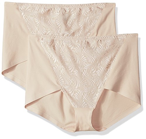 Bali Women's Designs Ultra Control 2-Pack Cottony Brief, Soft Taupe/Soft Taupe, 2X Large