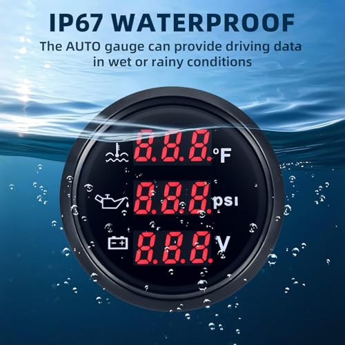 image for MH Triple Gauge Set - Water Temp (104°F-248°F), Oil Pressure (0-145P