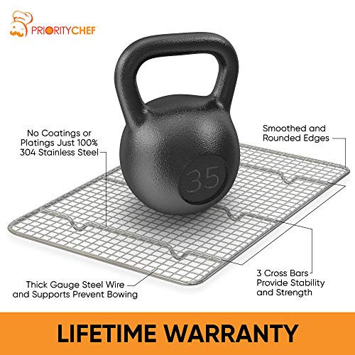 image for PriorityChef Cooling Rack and Baking Rack, Fits Quarter Sheet Pan, 100