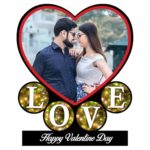 Image of Customized Valentine Photo Frame for Gifts | Personalized Heart Shape Couple Photo Frame with Custom Photo Printing | Romantic Anniversary, Wedding, Engagement, Birthday & Valentine Gift