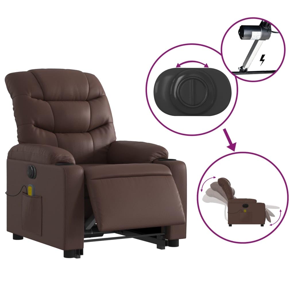 LAPOOH Elektrischer Personensessel, neigbar, braun, Kunstleder, verstellbare Sessel für Wohnzimmer, Aufstehsessel, Relaxsessel (SPU:3206622)