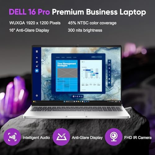 Dell Pro 16 PC16250 Business Laptop(Nextgen Latitude), 16" FHD+ IPS Display, Intel Ultra 7 225U (12 cores, Up to 5.2 GHz), 16GB DDR5 RAM, 512GB SSD, Backlit Keyboard, WiFi 6E, Win 11 Pro - 1