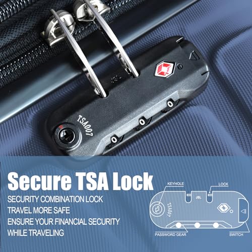 Balelinko USA Hardside Luggage 3-Piece Set (20/24/28) Expandable Suitcase with 360°Double Spinner Wheels, Navy4