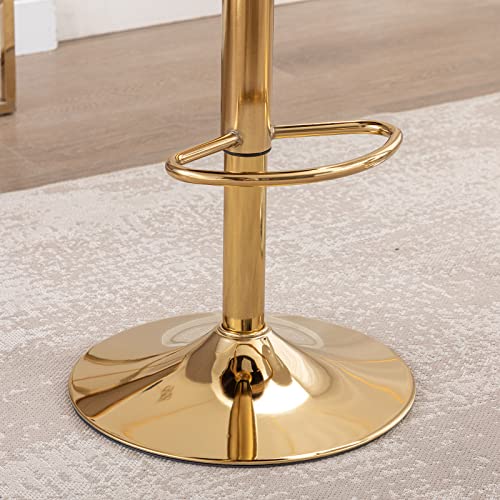 Duomay Modern Swivel Bar Stools Set Of 2, Velvet Adjustable Height Barstools Low Back Kitchen Island Counter Bar Chair With Golden Base, Orange #TOP7