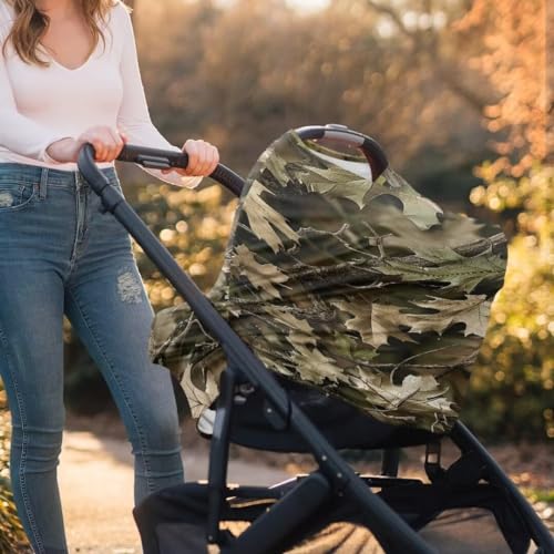 Image of Coldinair Jungle Dead Leaf Baby Car Seat Covers for Boys or Girls,Multi-use Cover,Baby Carseat Canopy,Nursing Cover for Breastfeeding