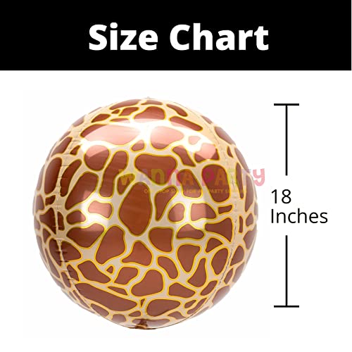 Image of WP WANNA PARTY Giraffe Print Orbz Balloon,Animal Print Foil Balloons for Kids Birthday,Jungle Animal Party Theme Balloons,16 Inches,Brown