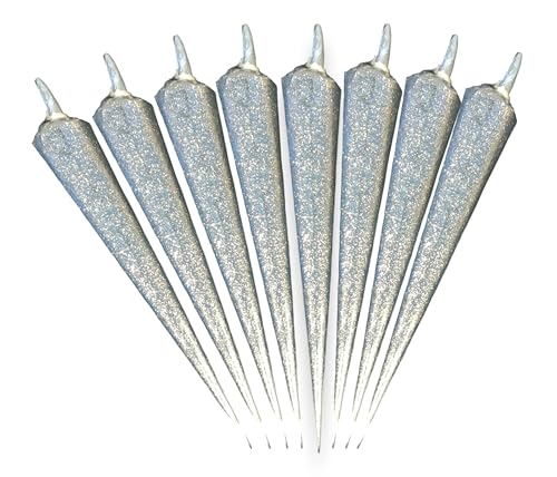 Image of Colorful Glitter Liquid Paste Cones for Arts & Crafts Material, Lippan Art and Decorative Purposes Pack of 8 Cones (Silver)