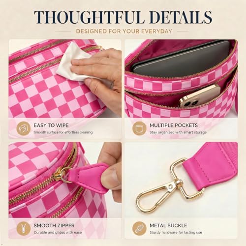 Image of Womens Crossbody Bag, Spacious Nylon Bum Bag Trendy Shoulder Purse with Adjustable Strap Zipped Travel Essentials