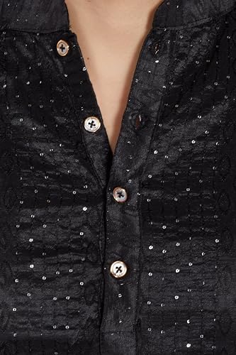 Image of DIVISIVE Men's Jequard Embroidered Art Silk Slim Fit Only Kurta
