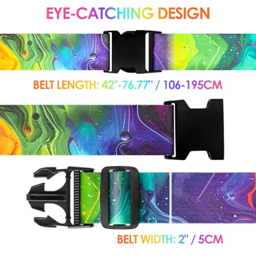 Image of Gutsdoor Luggage Straps for Suitcases Adjustable Travel Belt, Connector Holds Suitcase Bright Colorful Identifiers Travel Bag Accessories (Purple Green)