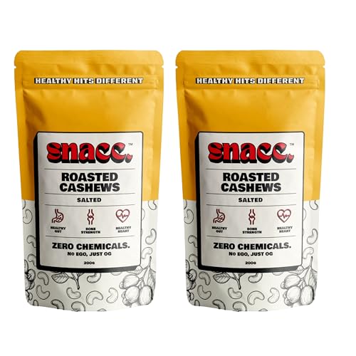 Image of Snacc Roasted & Salted Cashews | Crunchy Premium Kaju Dry Fruit | Protein-Rich Cashew Nuts | Zero Chemicals | 100% Clean Label Healthy Snack | 200g x 2