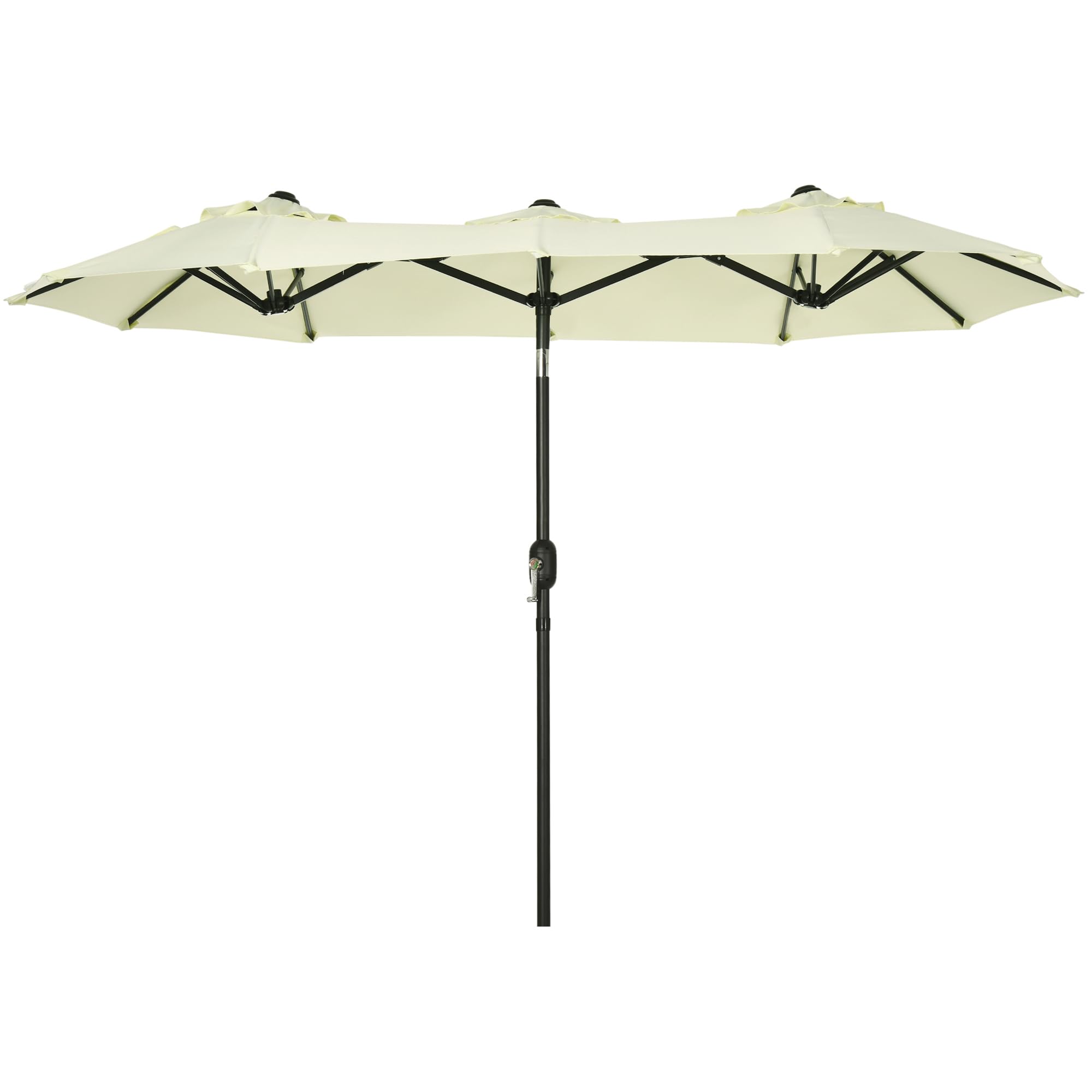 Outsunny Sombrilla Doble 285x147x227 cm Sombrilla de Jardín con Inclinación de 45° Manivela Costillas de Acero y 3 Orificios de Ventilación para Terraza Balcón Piscina