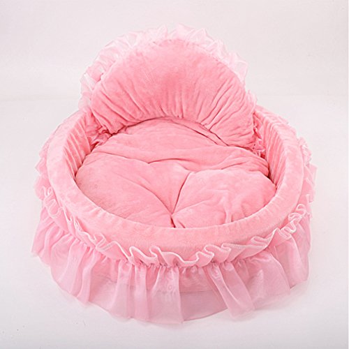 Wysbaoshu Cute Princess Pet Bed Bow-Tie Lace Cat Dog Bed (L, Pink) #TOP2