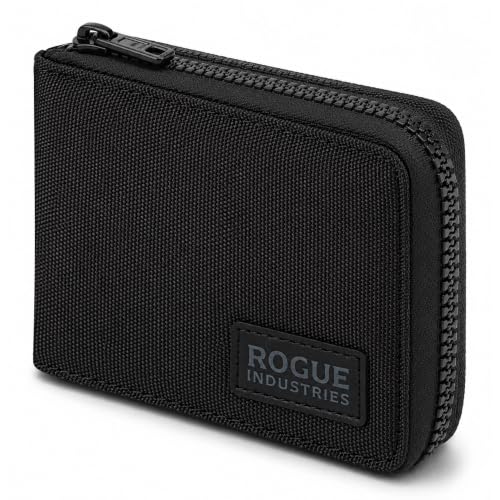 ROGUE WALLET Leather & Nylon Zip Wallet for Men, RFID Blocking, Black