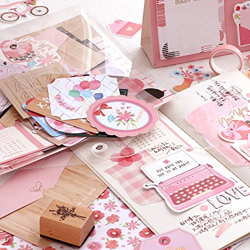 papel para scrapbook, 90 peças materiais scrapbook fofos fita papel DIY kit diário conjunto adesivos