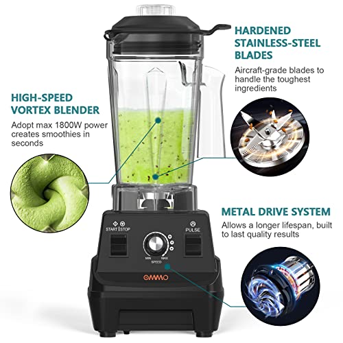 OMMO Blender 1800W, Professional High Speed Countertop Blender with Durable Stainless Steel Blades, 60oz BPA Free Blender for Shakes and Smoothies, Nuts, Ice and Fruits, Dishwasher Safe image 5