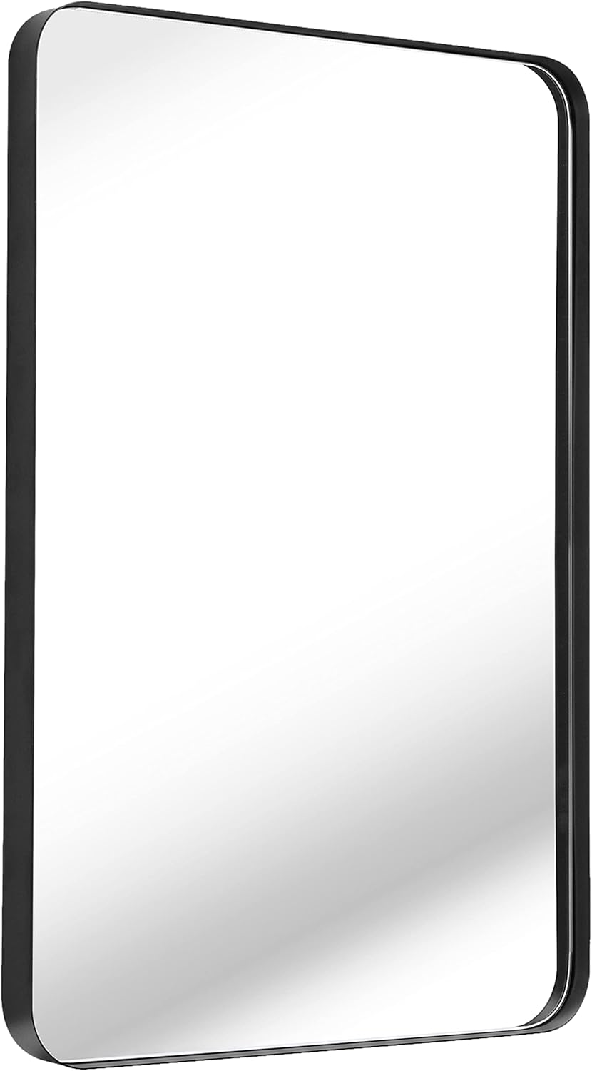 Clavie Black Bathroom Mirror, 16x24 Inch Rectangle Modern Mirror