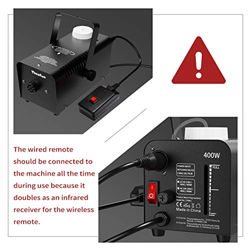 Fog Machine, Theefun 400W Smoke Machine with 2000CFM Fog, Wired and Wirelss Remote Control Fog Machine for Halloween Wedding Party and Stage Effect