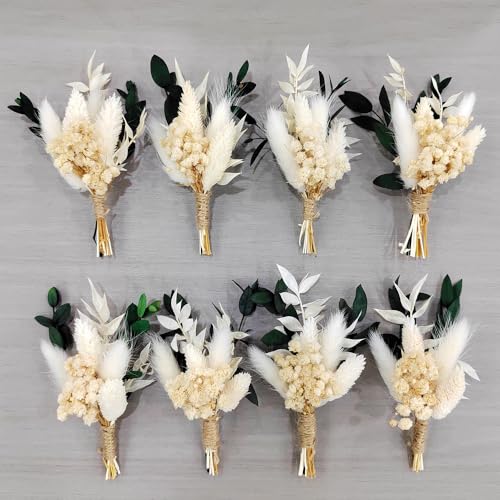 Ramo decorativo mini pampas seco 8 piezas miniatura 6
