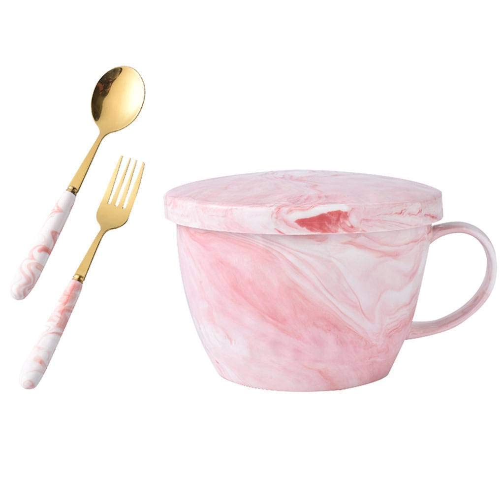 Bols à soupe en céramique 1100ml rose grand bol à ramen marbré avec couverts
