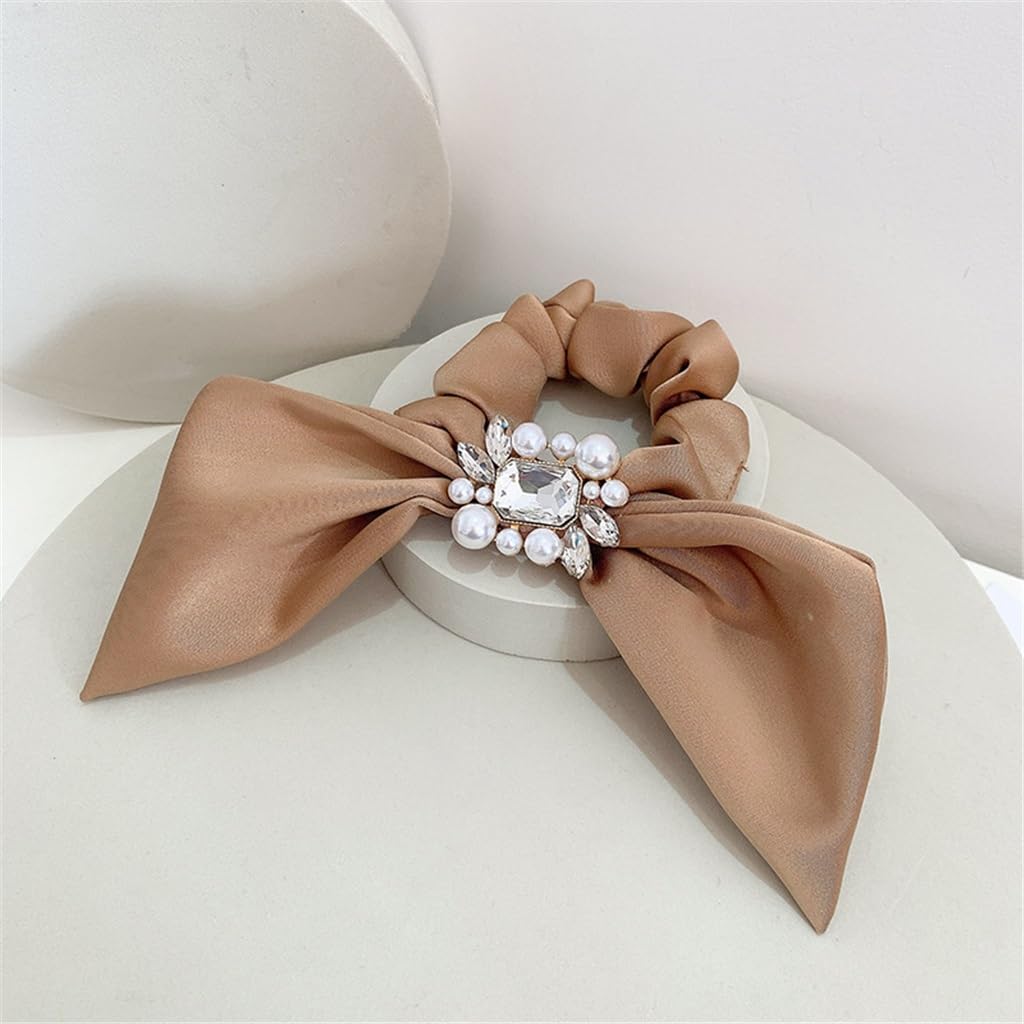 Chouchou en satin de soie avec perle et diamant rétro JFDBGU chic