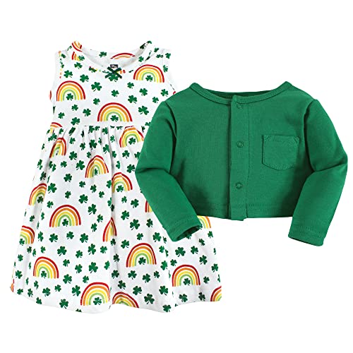 Image of Hudson Baby Girls' Cotton Dress and Cardigan Set