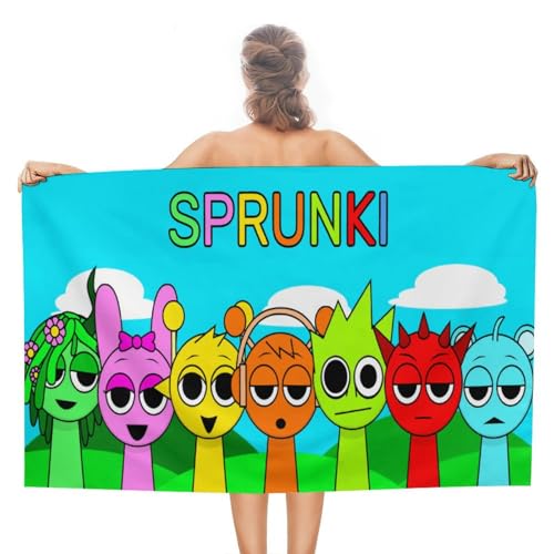 GJKHUJKBN �X�v�����L�[ Sprunki �o�X�^�I�� �唻 80cm×130cm �}�C�N���t�@�C�o�[ �_�炩���G�� �u�ԋz�� �F�򂹂Ȃ� ���� �ϋv�� �щH�������Ȃ� �R�� �h�L �ʋC �l�C �g�ב@�� �ӂ��� �X�|�[�c�ȂǂɍœK One Size