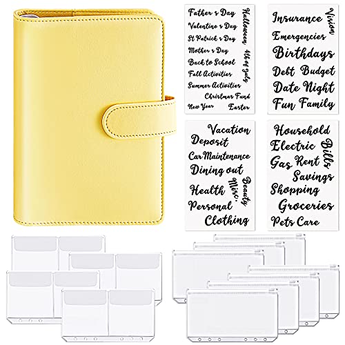 16 Pieces A6 PU Leather Binder Cover 6 Ring Binder Planner Budget Envelopes with 11 Pieces A6 Binder Pockets Binder Zipper Folders 4 Sheets Envelope Labels for Budget Saving Planner (Yellow) 16 Pieces A6 PU Leather Binder Cover 6 Ring Binder Planner Budget Envelopes with 11 Pieces A6 Binder Pockets Binder Zipper Folders 4 Sheets Envelope Labels for Budget Saving Planner (Yellow)